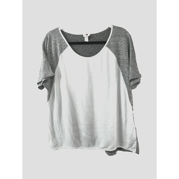 Y2k Raglan Tee L Gray White Minimalist Casual Sporty Streetwear Coastal Neutral - Picture 1 of 7